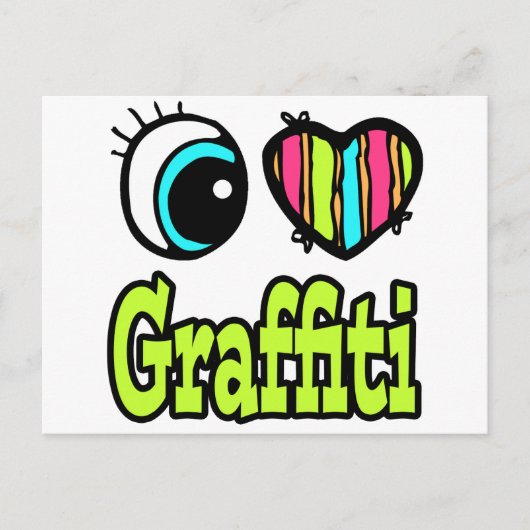 Helder ooghart Ik hou van graffiti Briefkaart (Voorkant)