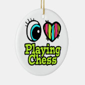 Helder ooghart Ik hou van het spelen van kaas Keramisch Ornament (Rechts)