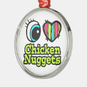 Helder ooghart Ik hou van kippennuggets Metalen Ornament (Links)