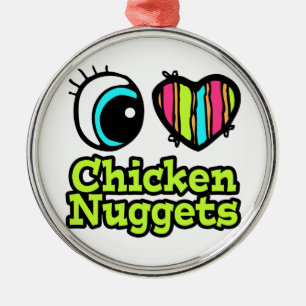 Helder ooghart Ik hou van kippennuggets Metalen Ornament