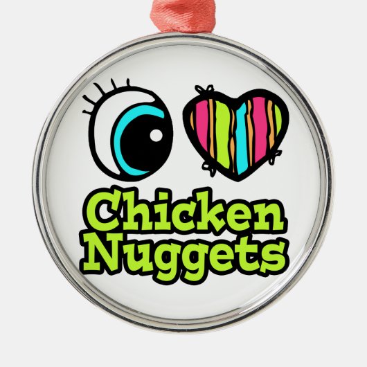 Helder ooghart Ik hou van kippennuggets Metalen Ornament (Voorkant)