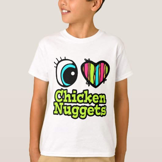 Helder ooghart Ik hou van kippennuggets T-shirt (Voorkant)
