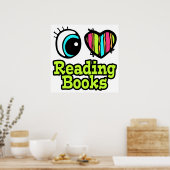 Helder ooghart Ik hou van leesboeken Poster (Keuken)