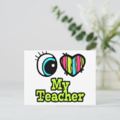Helder ooghart Ik hou van mijn leraar Briefkaart (Staand voorkant)