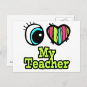 Helder ooghart Ik hou van mijn leraar Briefkaart (Voorkant / Achterkant)