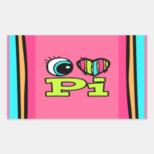 Helder ooghart Ik hou van Pi Rechthoekige Sticker