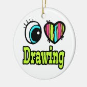Helder ooghart Ik hou van tekenen Keramisch Ornament (Links)