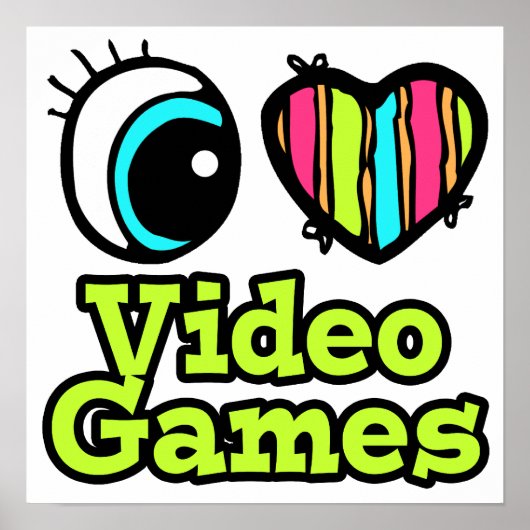 Helder ooghart Ik hou van videogames Poster (Voorkant)