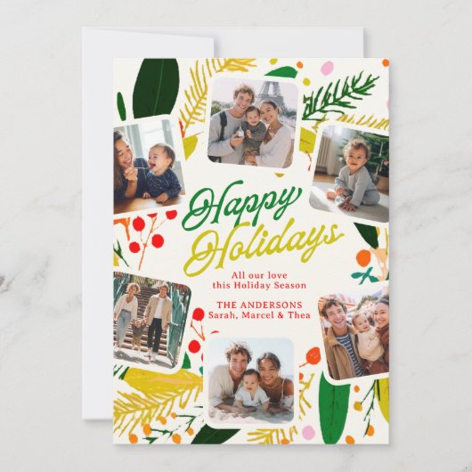 Helder & Opgewekt Modern Schattig Gelukkig Feestdagenkaart (Voorkant)