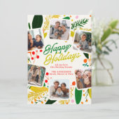 Helder & Opgewekt Modern Schattig Gelukkig Feestdagenkaart (Staand voorkant)