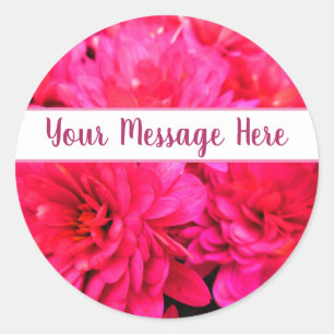 Helder Opgewekte Bloemen Roze Magenta Paars Aangep Ronde Sticker