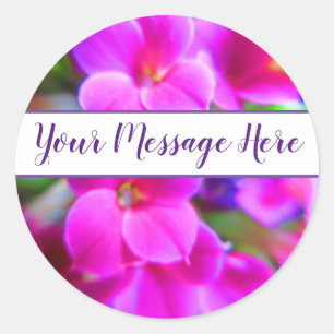 Helder Opgewekte Bloemen Roze Magenta Paars Aangep Ronde Sticker