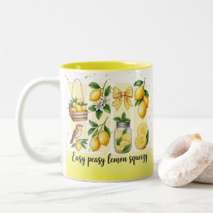 Helder Opvallend Preppy Citroen Zomer Vibe Tweekleurige Koffiemok