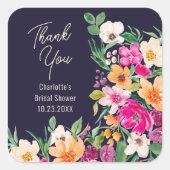 Helder opvallende wilde bloemen script bruidsdouch vierkante sticker (Voorkant)