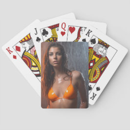 Helder Oranje Bikini model Pokerkaarten