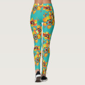 Helder Oranje bloemen - Aqua Leggings (Achterkant)