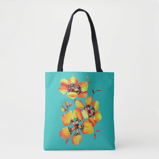 Helder Oranje bloemen - Aqua Tote Bag (Voorkant)