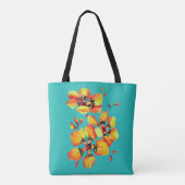 Helder Oranje bloemen - Aqua Tote Bag (Achterkant)