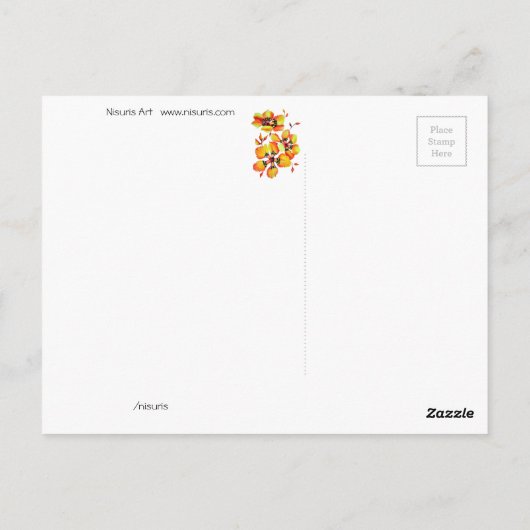 Helder Oranje bloemen - Blauw grijs Briefkaart (Achterkant)