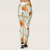 Helder Oranje bloemmotief Leggings (Achterkant)