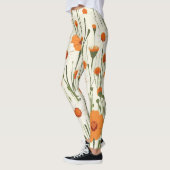 Helder Oranje bloemmotief Leggings (Links)