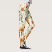 Helder Oranje bloemmotief Leggings (Rechts)