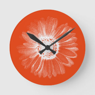 Helder Oranje Bloemrijke Wandklok