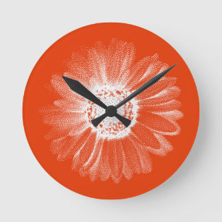 Helder Oranje Bloemrijke Wandklok