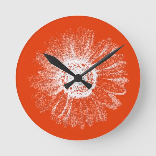 Helder Oranje Bloemrijke Wandklok (Voorkant)