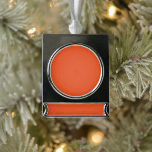 Helder Oranje Effenhout Achtergrond Verzilverd Banner Ornament