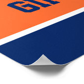Helder Oranje en Donkerblauw Poster (Hoek)
