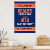 Helder Oranje en Donkerblauw Poster (Keuken)