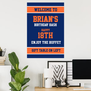 Helder Oranje en Donkerblauw Poster