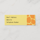 Helder Oranje en gele Giraffe printpatroon. Mini Visitekaartje (Achterkant)