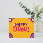 Helder Oranje en Paarse feestelijke Happy Diwali Briefkaart (Staand voorkant)