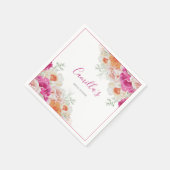 Helder oranje en roze waterverf bloemenpapier servet (Hoek)