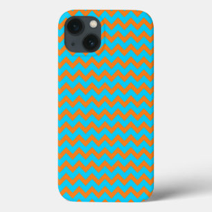 Helder oranje en turquoise zigzagpatroon Case-Mate iPhone case
