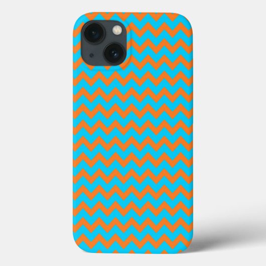 Helder oranje en turquoise zigzagpatroon Case-Mate iPhone case (Achterkant)