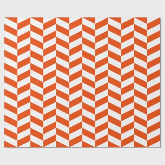 Helder Oranje en wit Extra groot herringbone Cadeaupapier (Vlak)