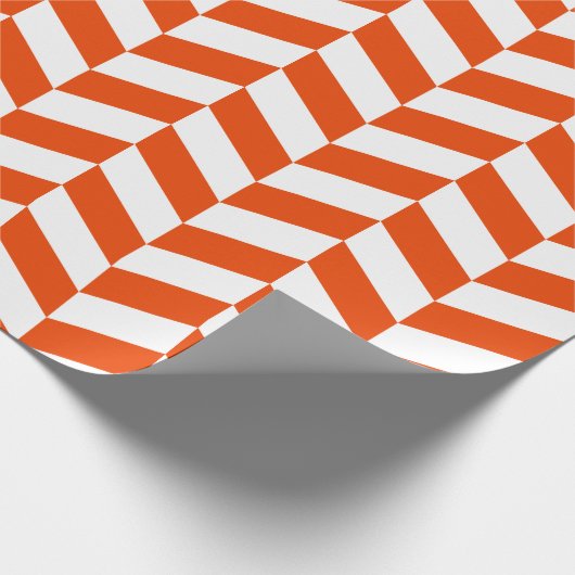 Helder Oranje en wit Extra groot herringbone Cadeaupapier (Hoek)