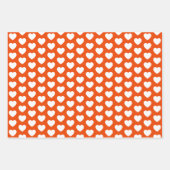 Helder Oranje en wit hart Inpakpapier Vel (Voorkant 2)