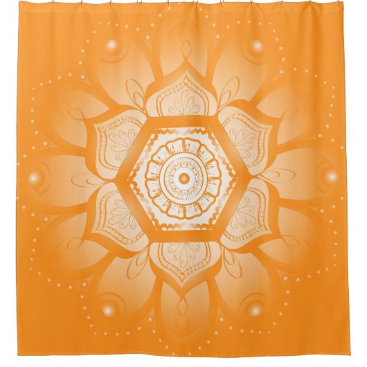 Helder Oranje en wit Mandala Shower Curtain Douchegordijn (Voorkant)