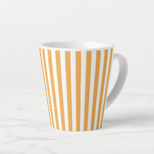 Helder Oranje en Witte Verticale Strepen Esthetiek Latte Mok