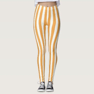 Helder Oranje en Witte Verticale Strepen Esthetiek Leggings