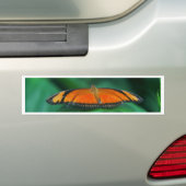 Helder Oranje en zwarte vlinder op leder Bumpersticker (Op auto)