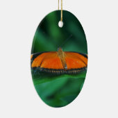 Helder Oranje en zwarte vlinder op leder Keramisch Ornament (Rechts)