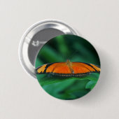 Helder Oranje en zwarte vlinder op leder Ronde Button 5,7 Cm (Voorkant /achterkant)