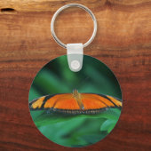 Helder Oranje en zwarte vlinder op leder Sleutelhanger (Voorkant)