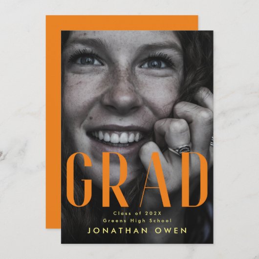 Helder Oranje Geel Middelbare School Klasse Aankondiging (Voorkant / Achterkant)