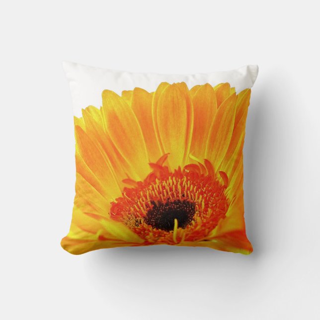 Helder Oranje Gerbera Pillow Kussen (Voorkant)